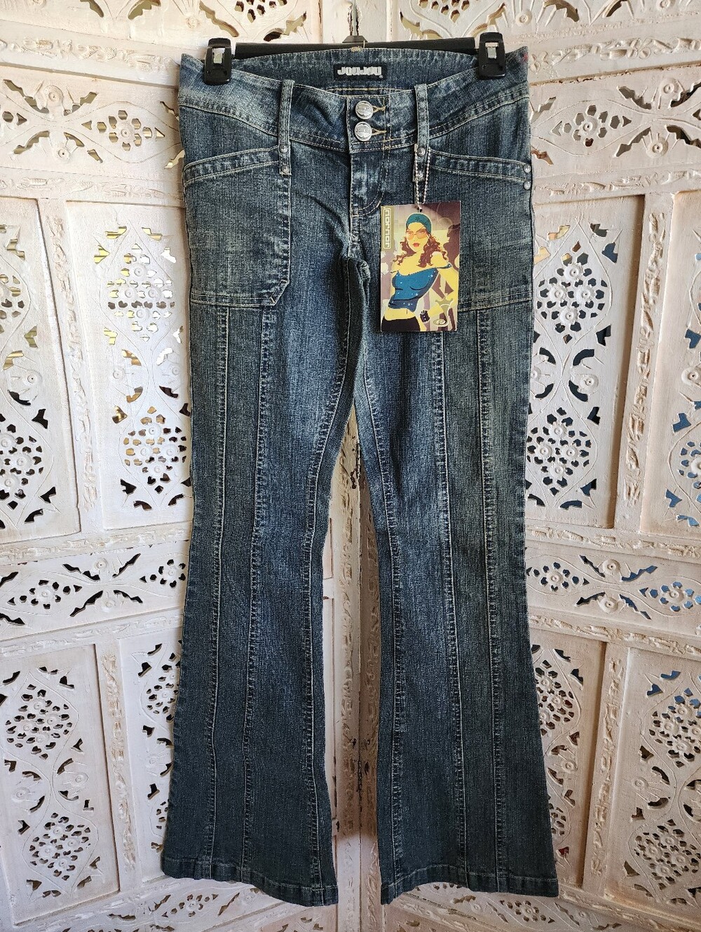 NWT Vintage Y2K JouJou Low Rise Flared Denim Jeans- Size 1 Juniors